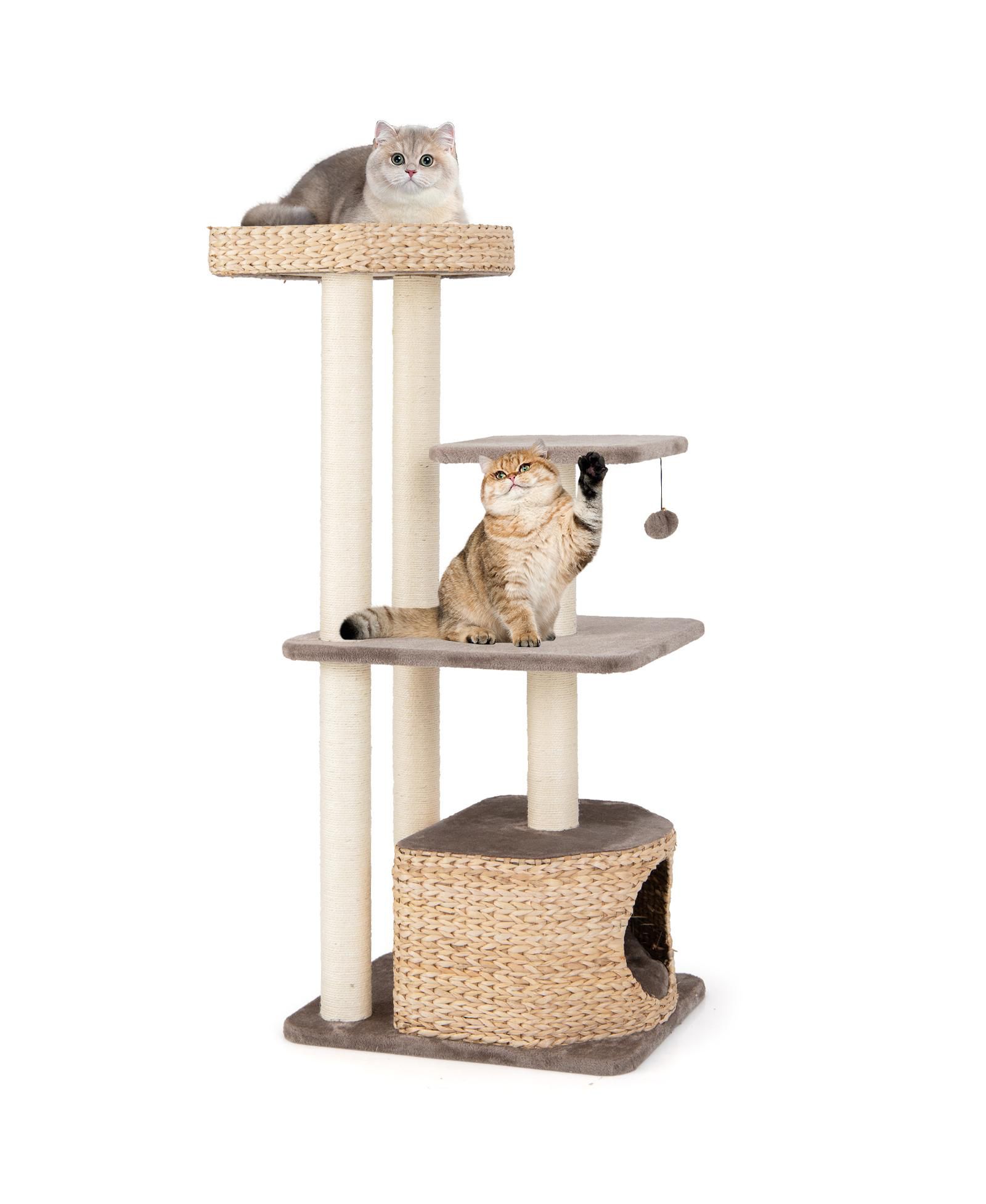 COZITO Cat Tree 4-Layer Tower with Sisal Posts Condo and Cushions