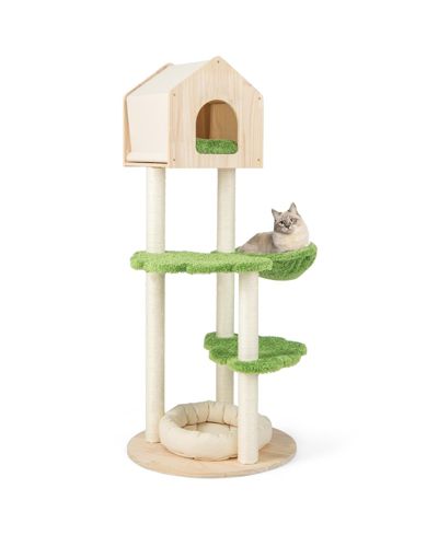 COZITO Cat Tree 55 inch Climbing Stand with Sisal Posts and Cat Bed