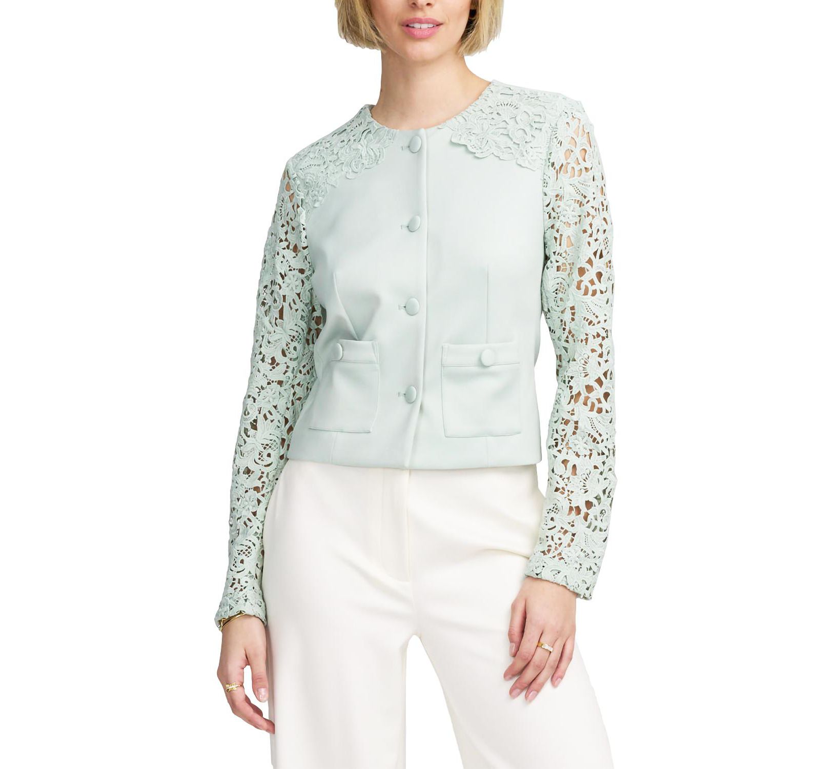 ELLE Collection Women's Lace Satin Jacket