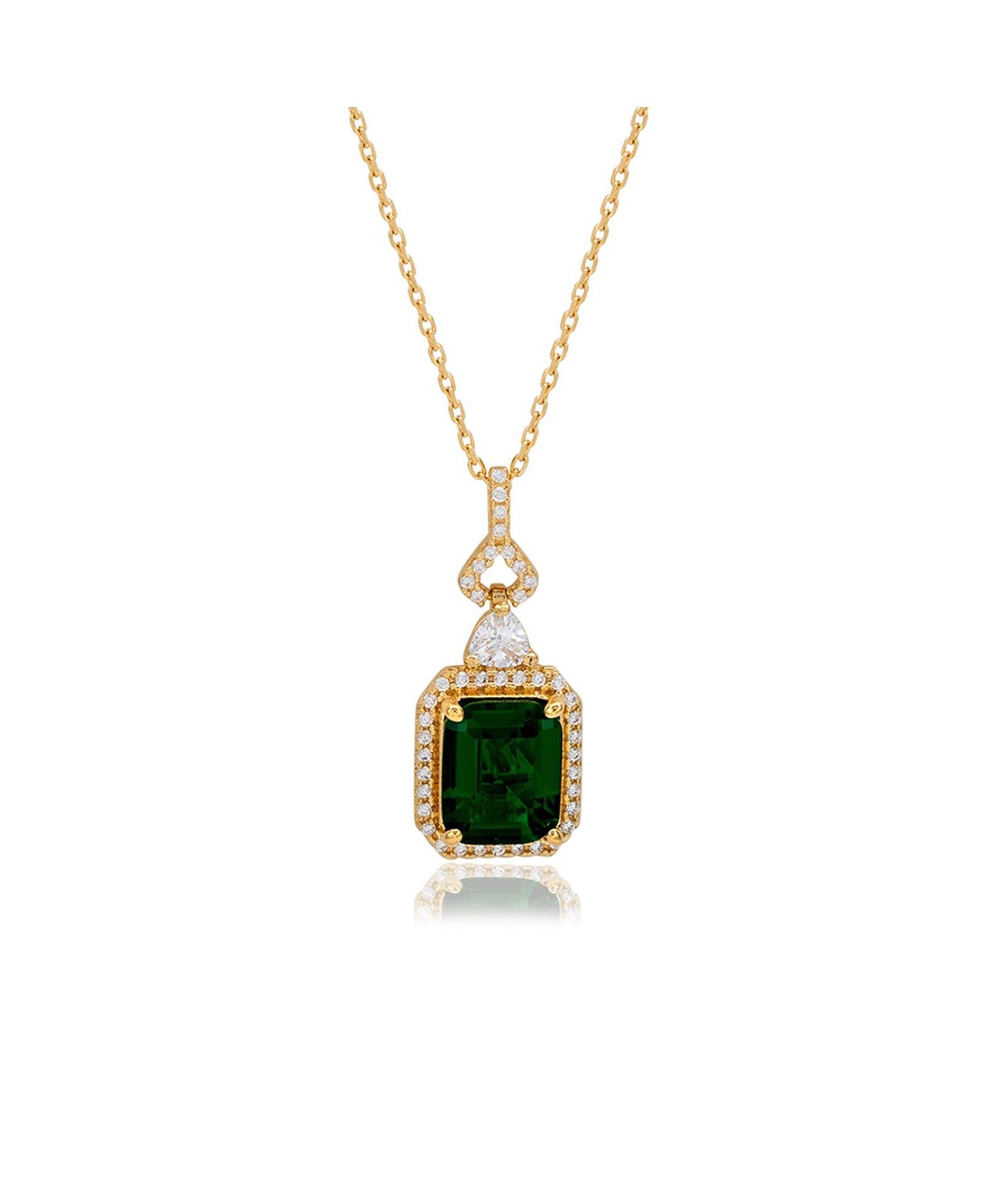 Подвеска Suzy Levian New York Sterling Silver Emerald Cut Cubic Zirconia Art Deco Drop