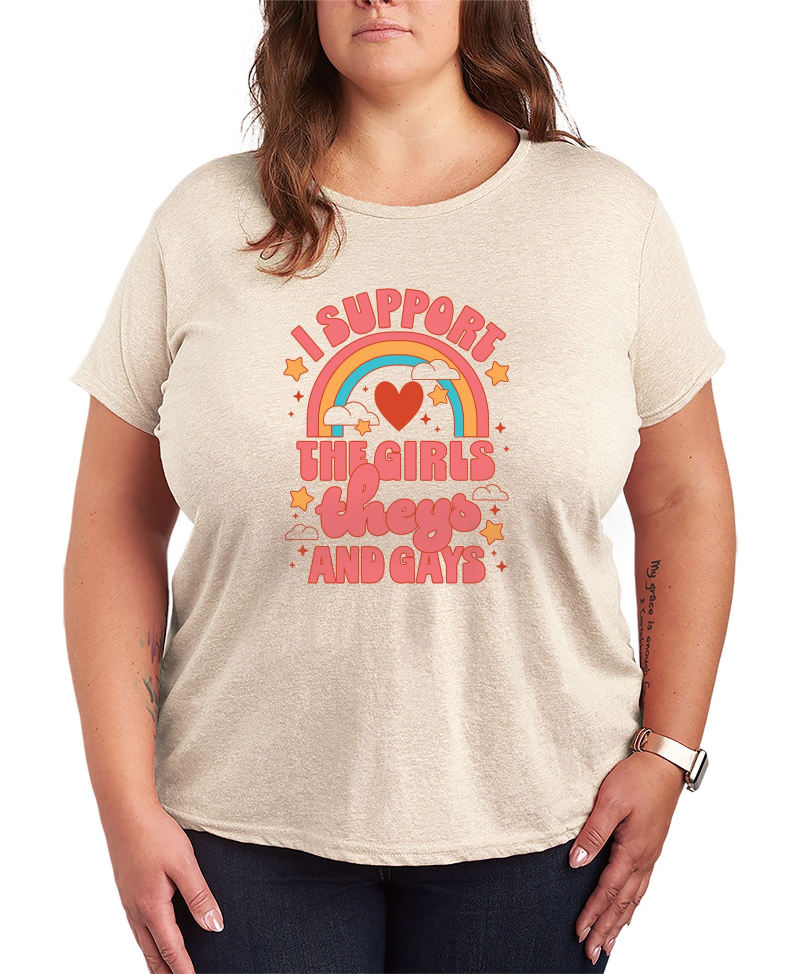 Графическая футболка Hybrid Apparel Plus Size Instant Message Pride Support the Girls, короткий рукав