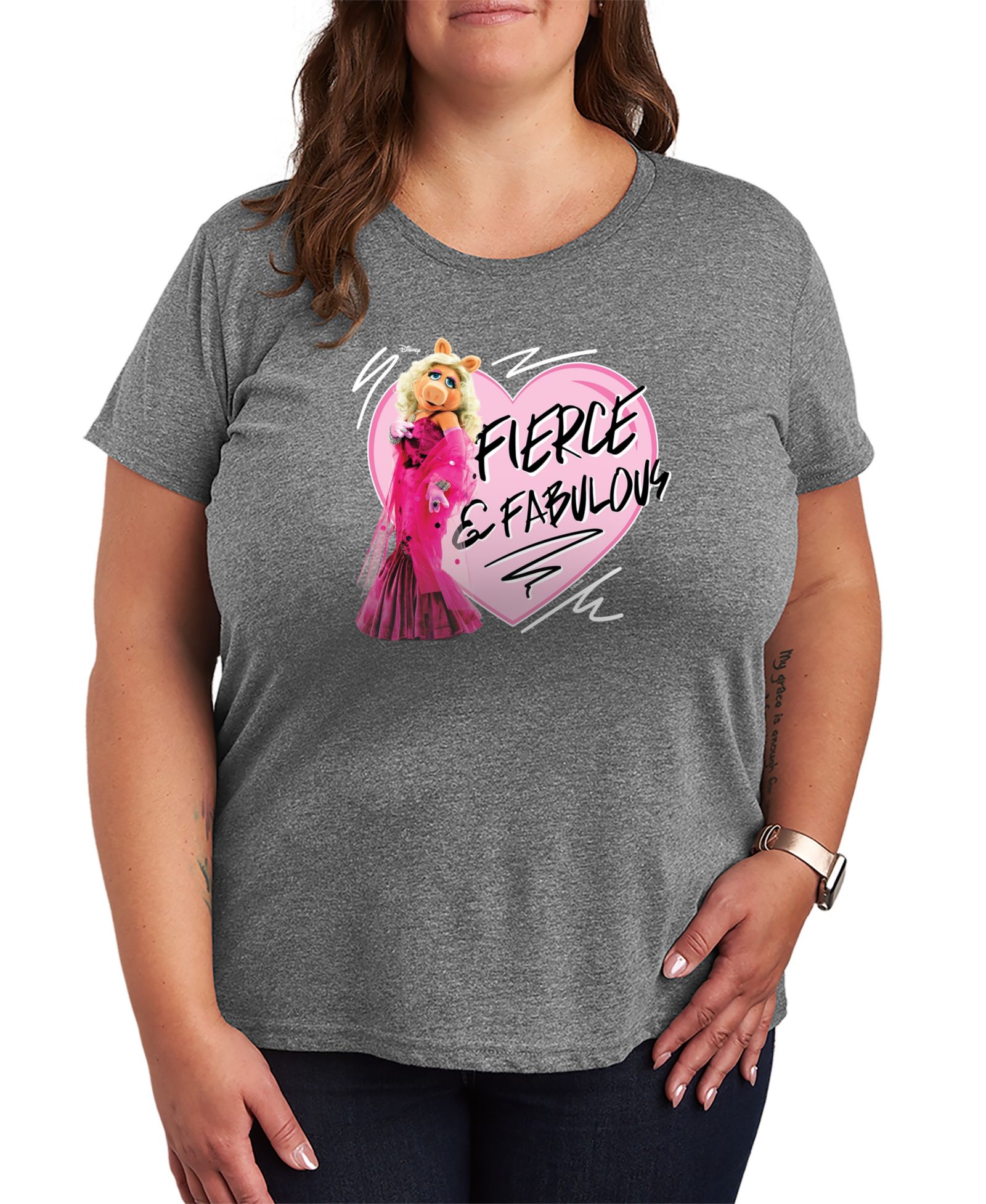 Мужская футболка Hybrid Apparel Plus Size the Muppets Fierce and Fabulous Miss Piggy Short-Sleeve Graphic