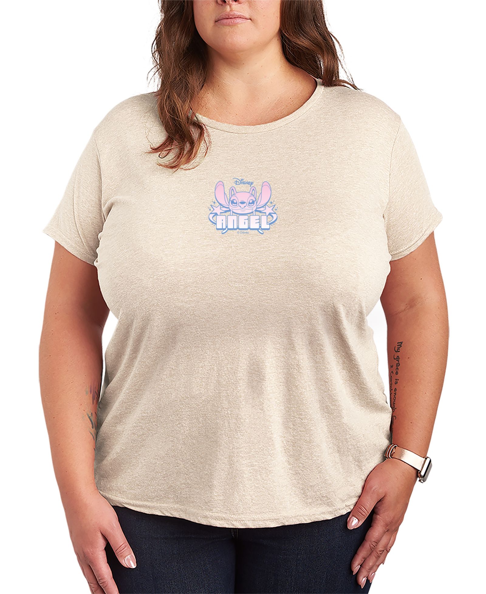 Футболка Hybrid Apparel Plus Size Lilo Stitch Angel Y2K с графическим принтом и коротким рукавом