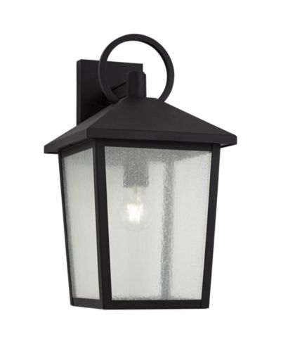 John Timberland Westmont 18" High Modern Outdoor Wall Light Fixture Mount Porch House Weatherproof Sand Black Aluminum Glass Shade