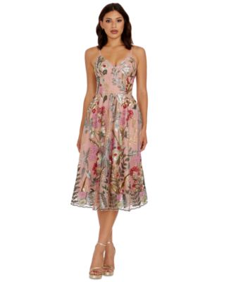 Dress the Population Women's Maren Sleeveless V-Neck Midi Dress