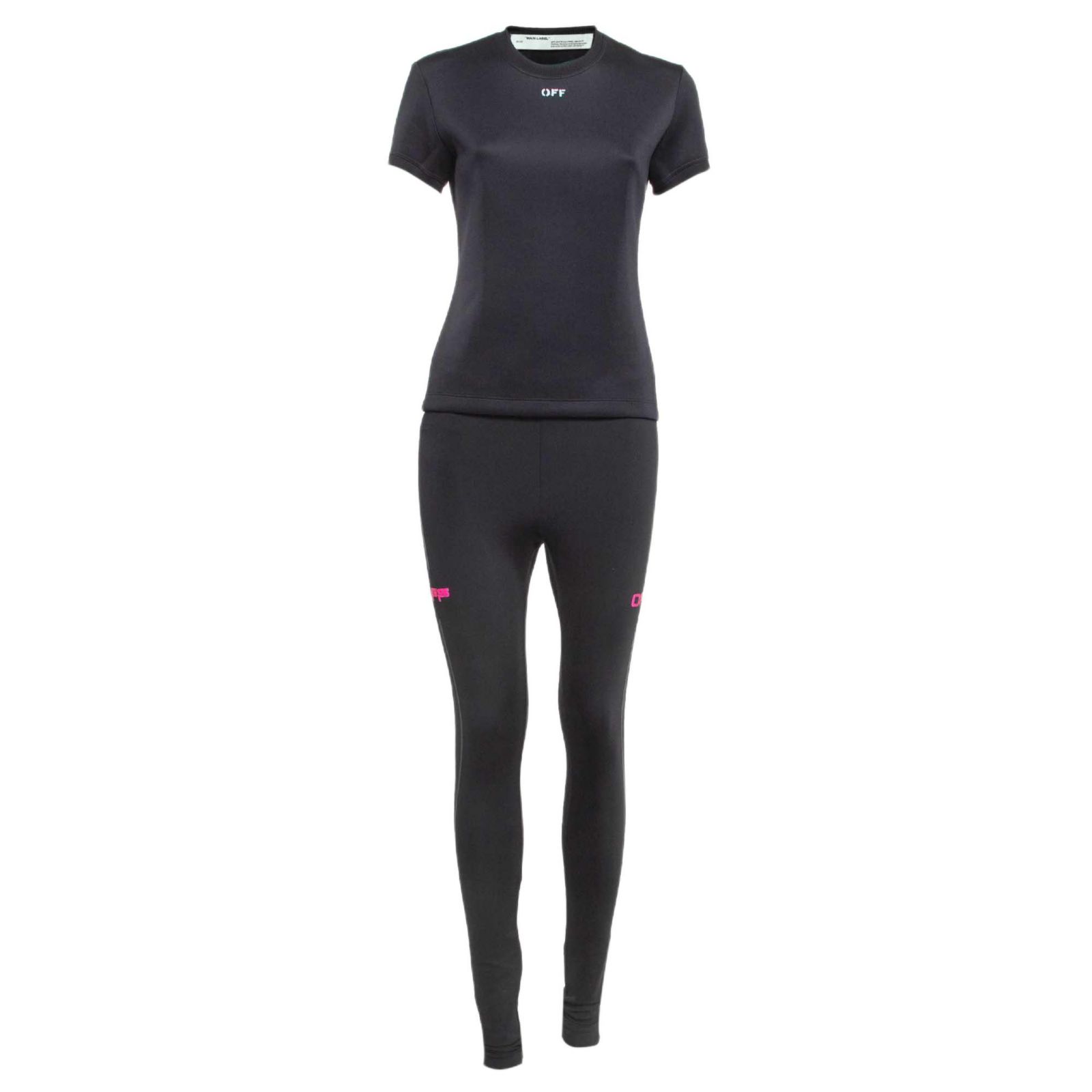 Pre-Owned Off-White Women's Pre-Owned Jersey Active Wear T-Shirt And Leggings Set