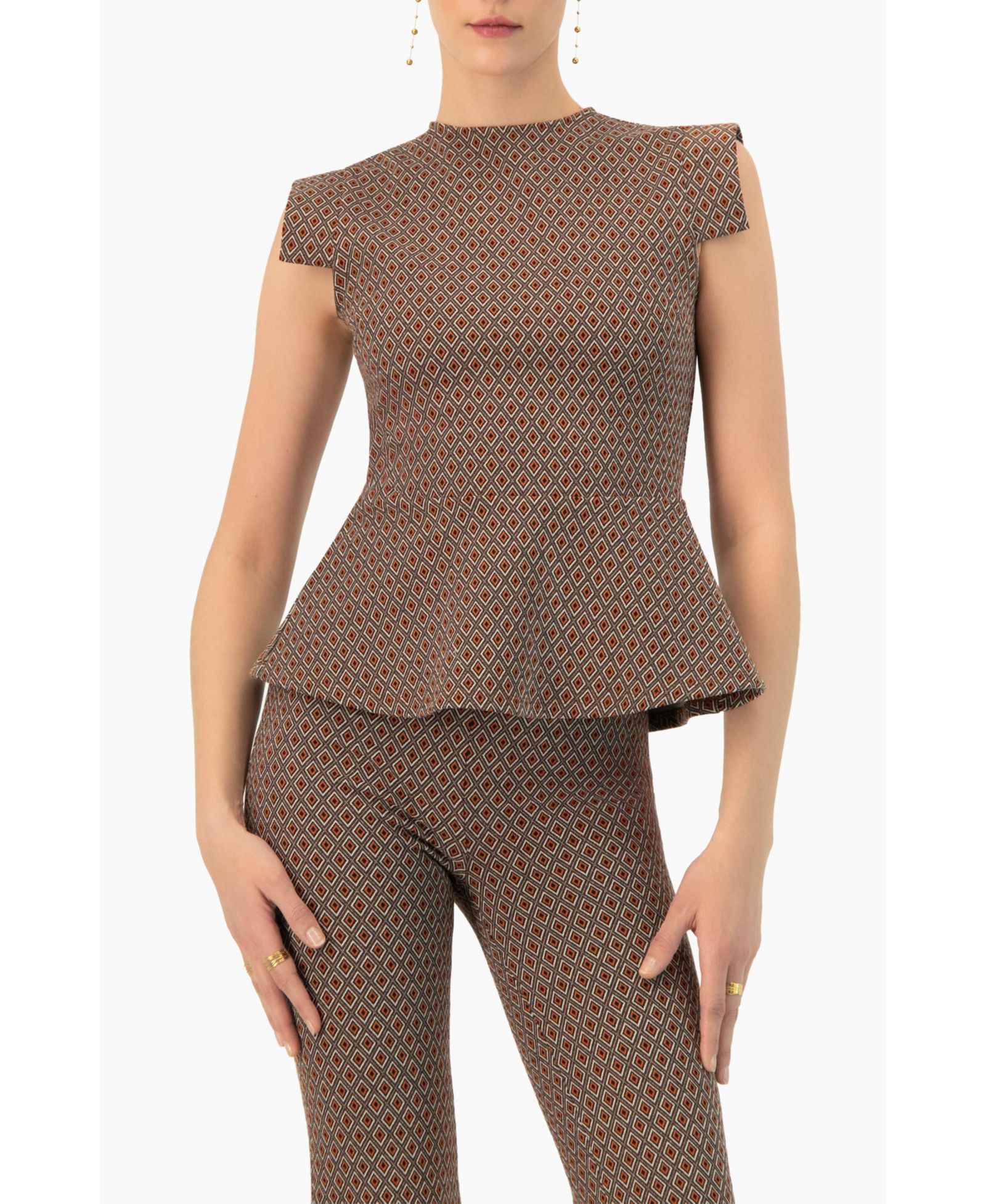 Ivonne Women's Geometric Peplum Blouse