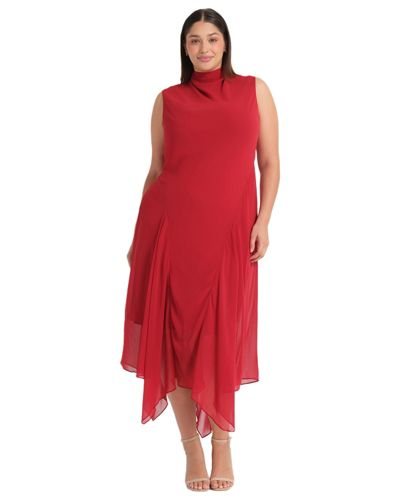 ESTELLE Plus Size Holly Halter Assymetric Sheath Midi Dress Женский