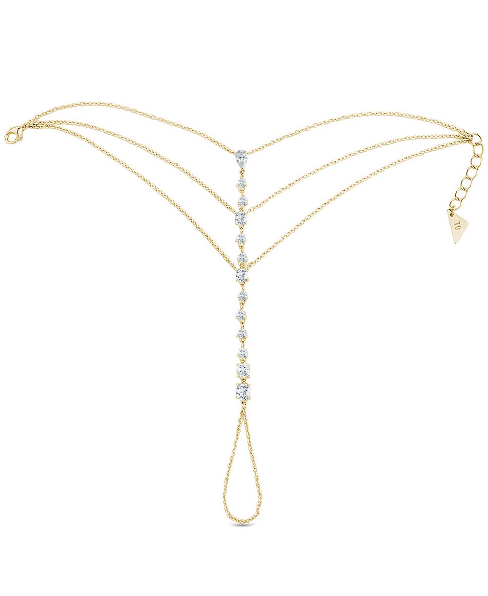 Цепочка для руки Sterling Forever Anselma из латуни с родиевым покрытием и кубическим цирконием