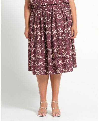 Миди-юбка ESTELLE Plus Size Brinley A-line Pleated Print