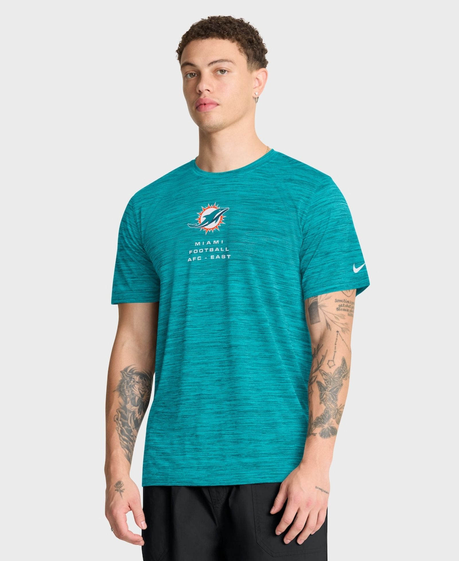 Nike Men's Aqua Miami Dolphins Velocity Ball Carrier Dri-FIT T-Shirt