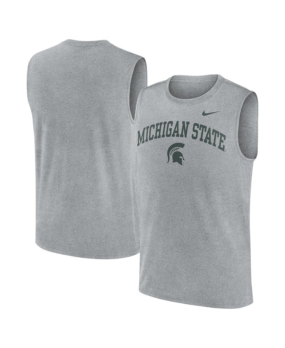 Мужской майка-топ Nike Heather Gray Michigan State Spartans Primetime Legend Arch Dri-FIT Muscle