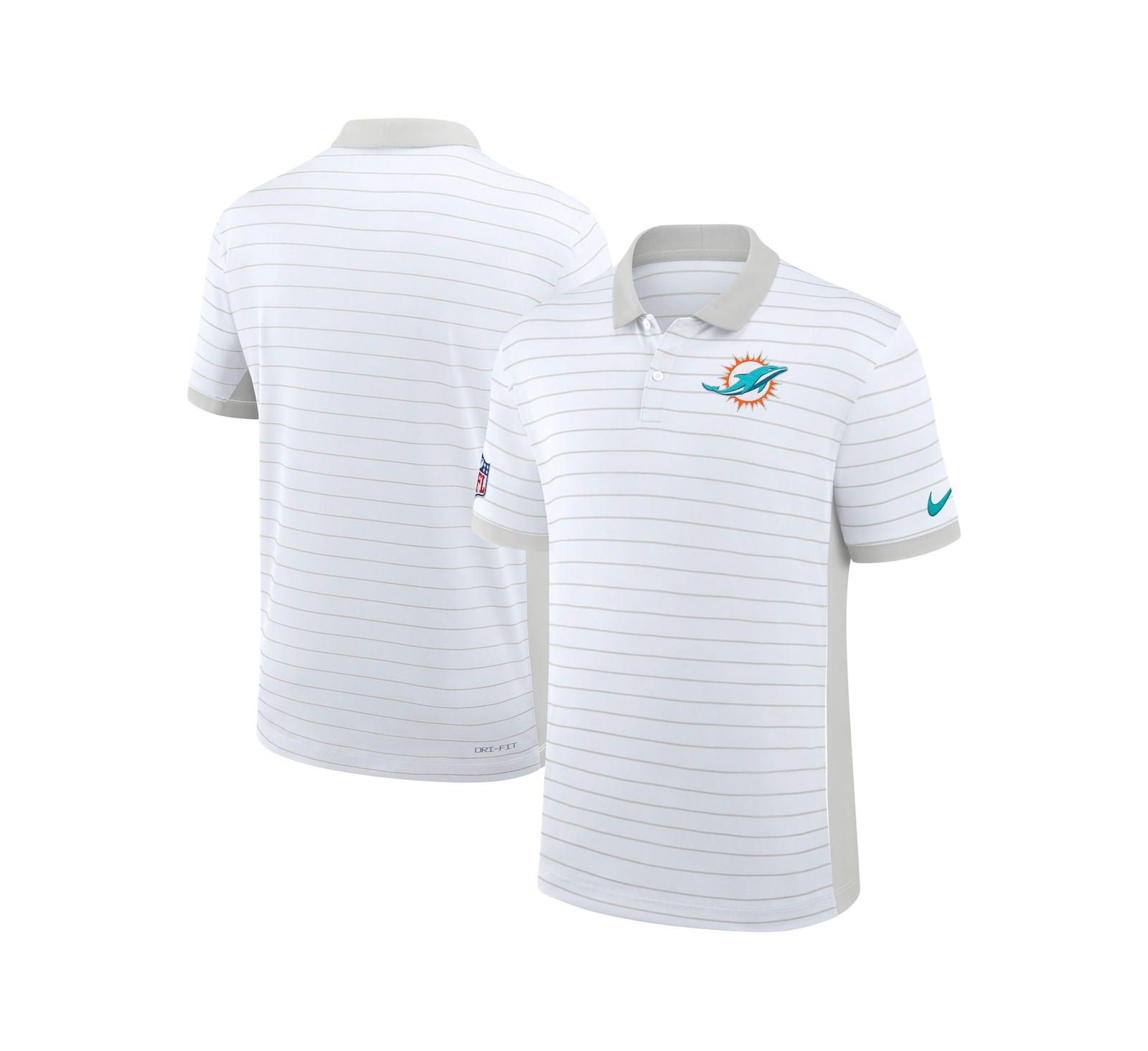 Nike Men's White Miami Dolphins Sideline Victory Stripe Dri-FIT Polo Shirt