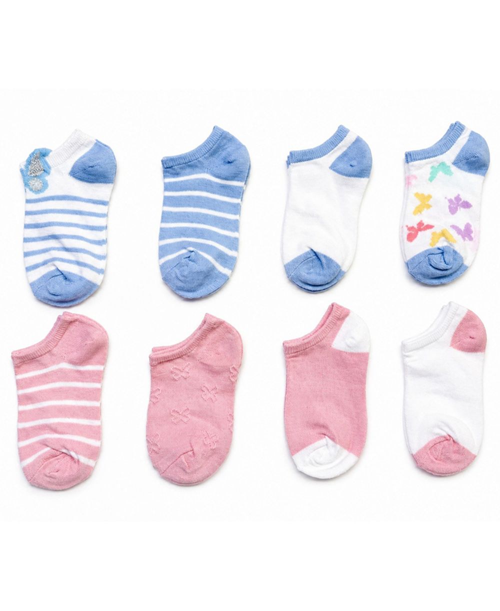 Rainbow Sugar Girls' 4-8.5 Low Cut Socks, 8-Pack