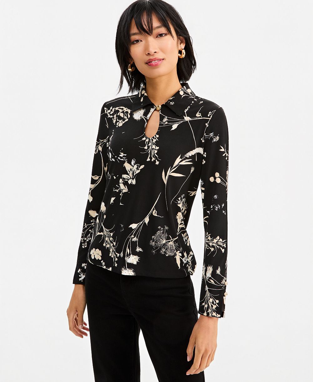I.N.C. International Concepts Women's Print Long-Sleeve Blouse, Macy's Exclusive