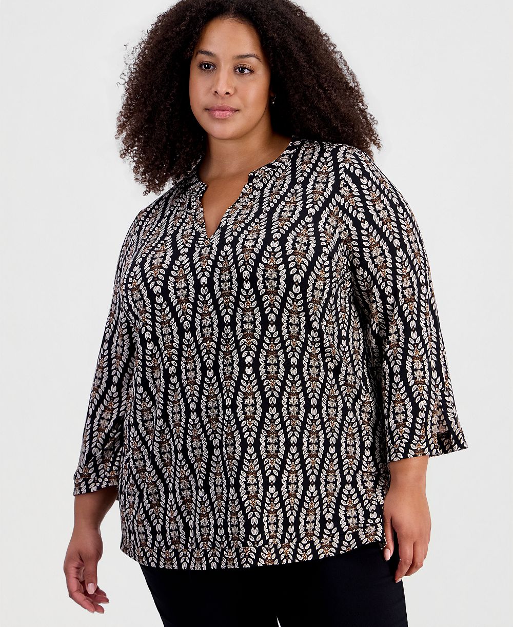 Женская туника JM Collection Plus Size с принтом и рукавом 3/4, эксклюзив Macy's