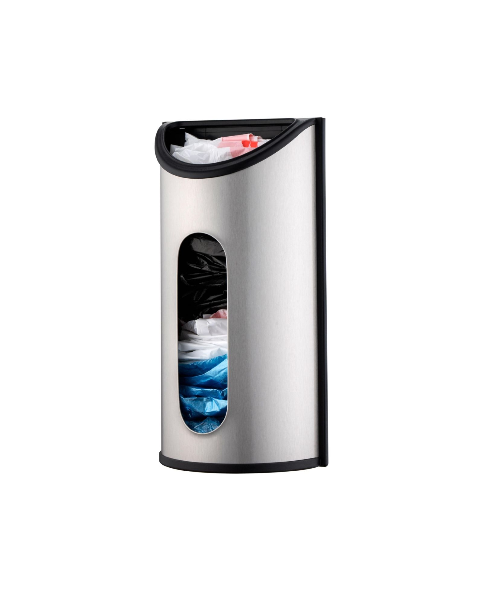 MEGA CASA Wall-Mounted Trash Bag Dispenser Stainless Steel Plastic Bag Organizer Kitchen