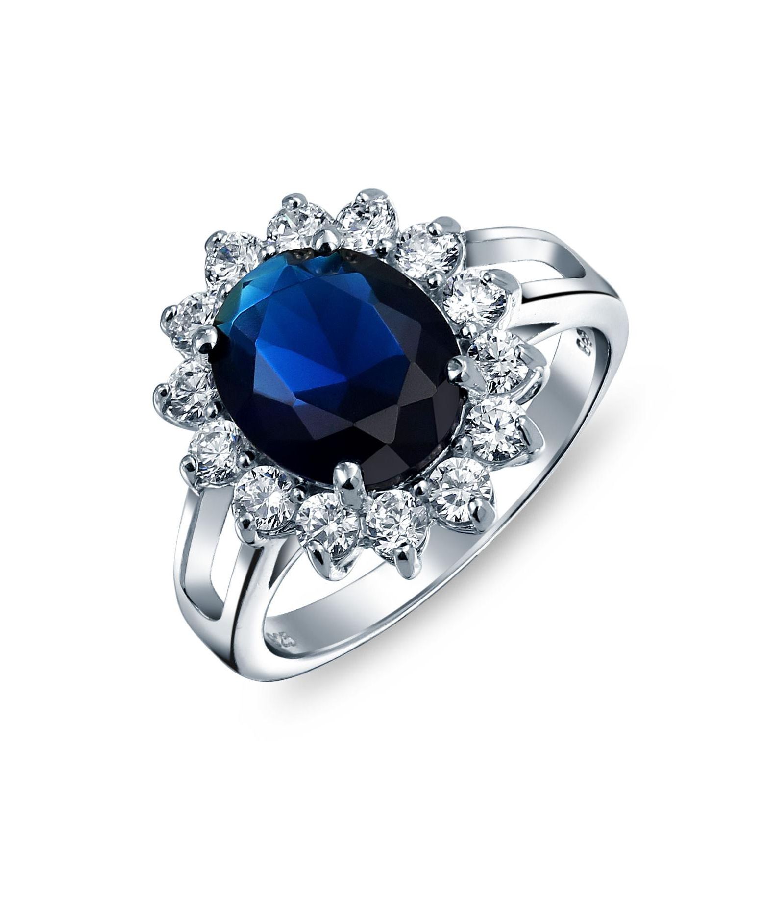 Кольцо с сапфиром и фианитом Bling Jewelry Classic 5CT CZ Halo Promise