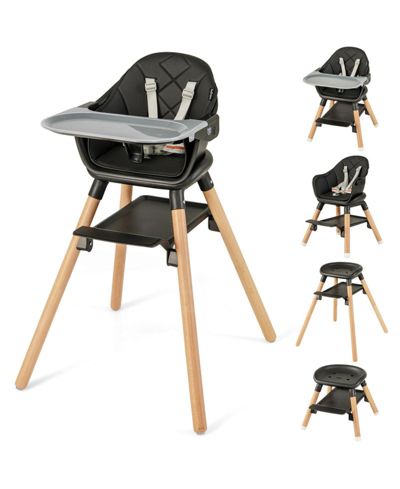 GOUUN 6-in-1 Convertible Highchair with Safety Harness and Removable Tray, Ages 6M to 6Y