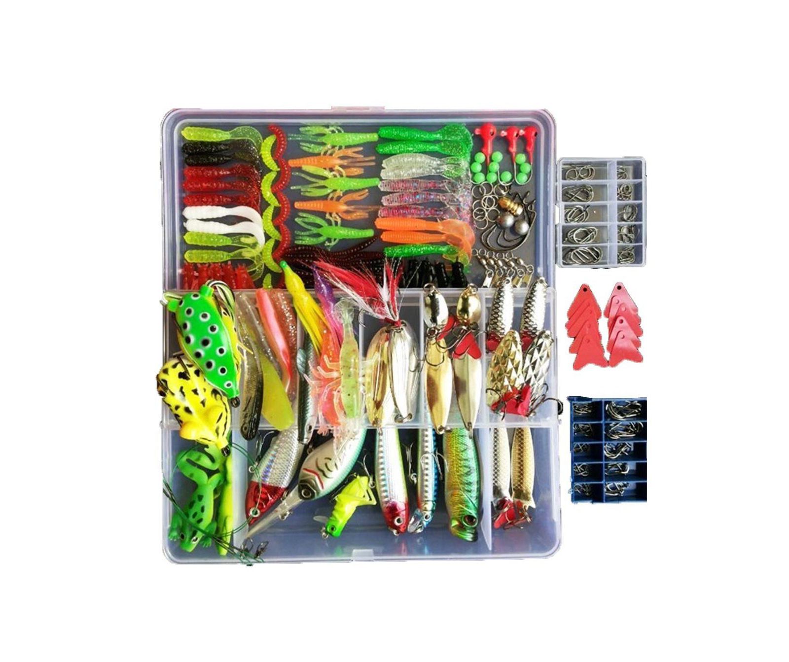 GNUADZ 275pcs Fishing Lure Kit Frogs Spoons Grasshoppers Bass Trout