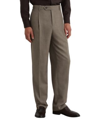 REISS Men's Terrain Pleated Twill Wool-Blend Relaxed-Fit Pants