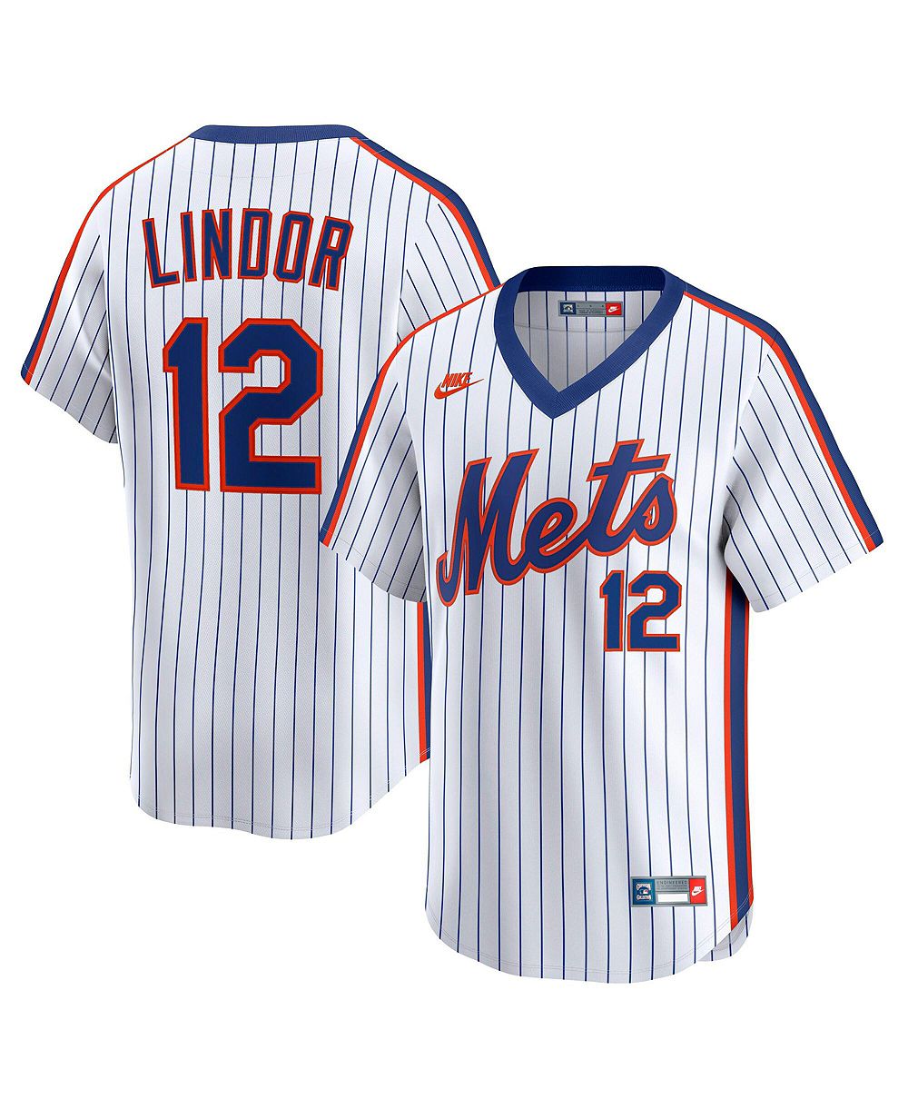 Мужская ограниченная серия джерси Nike Francisco Lindor White New York Mets Throwback Cooperstown Collection