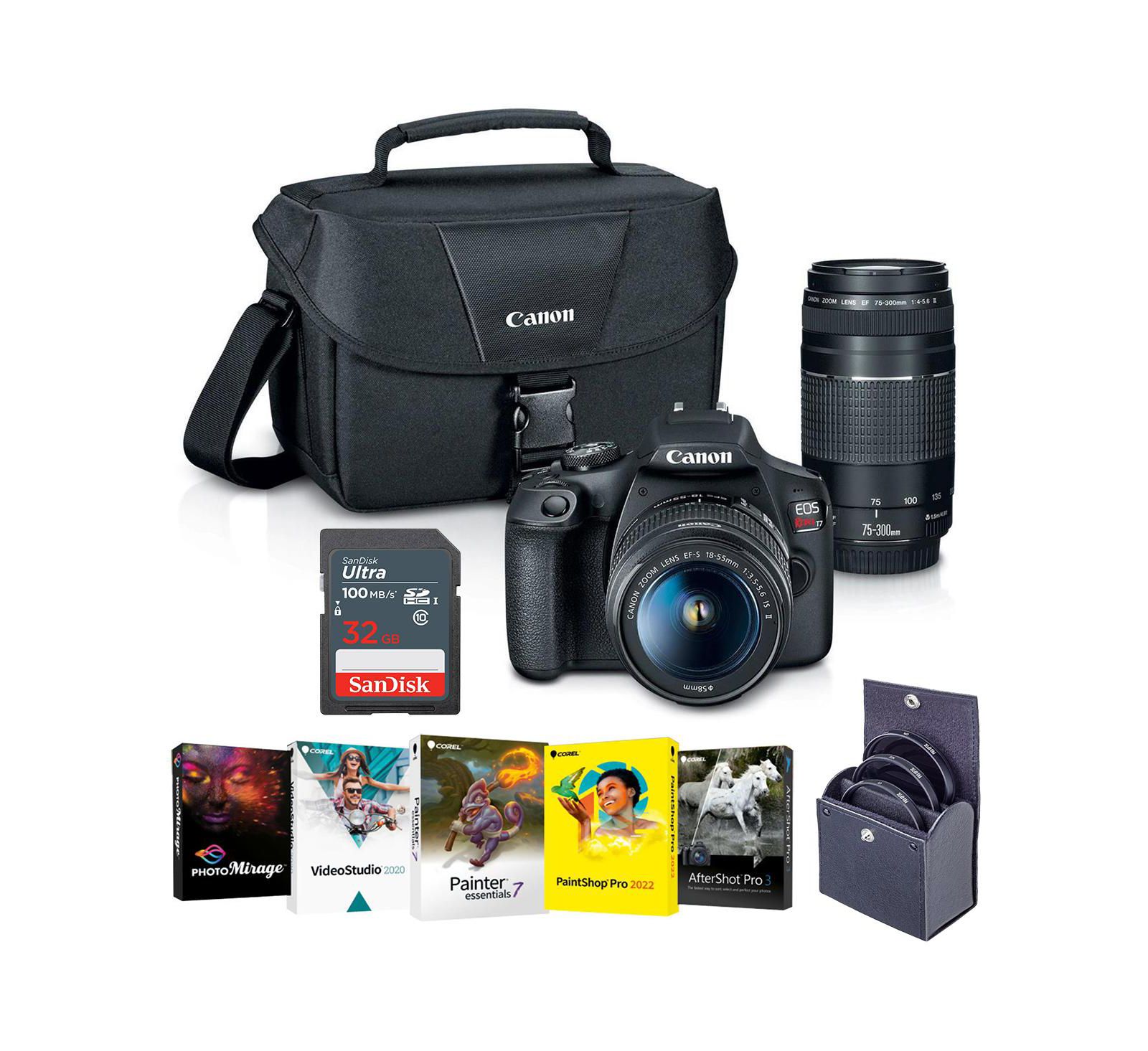 Canon EOS Rebel T7 24.1MP DSLR Camera с EF-S 18-55mm f/3.5-5.6 IS II Lens и EF 75-300mm f/4-5.6 III Lens - Bundle с 32GB SDHC Card, 58mm