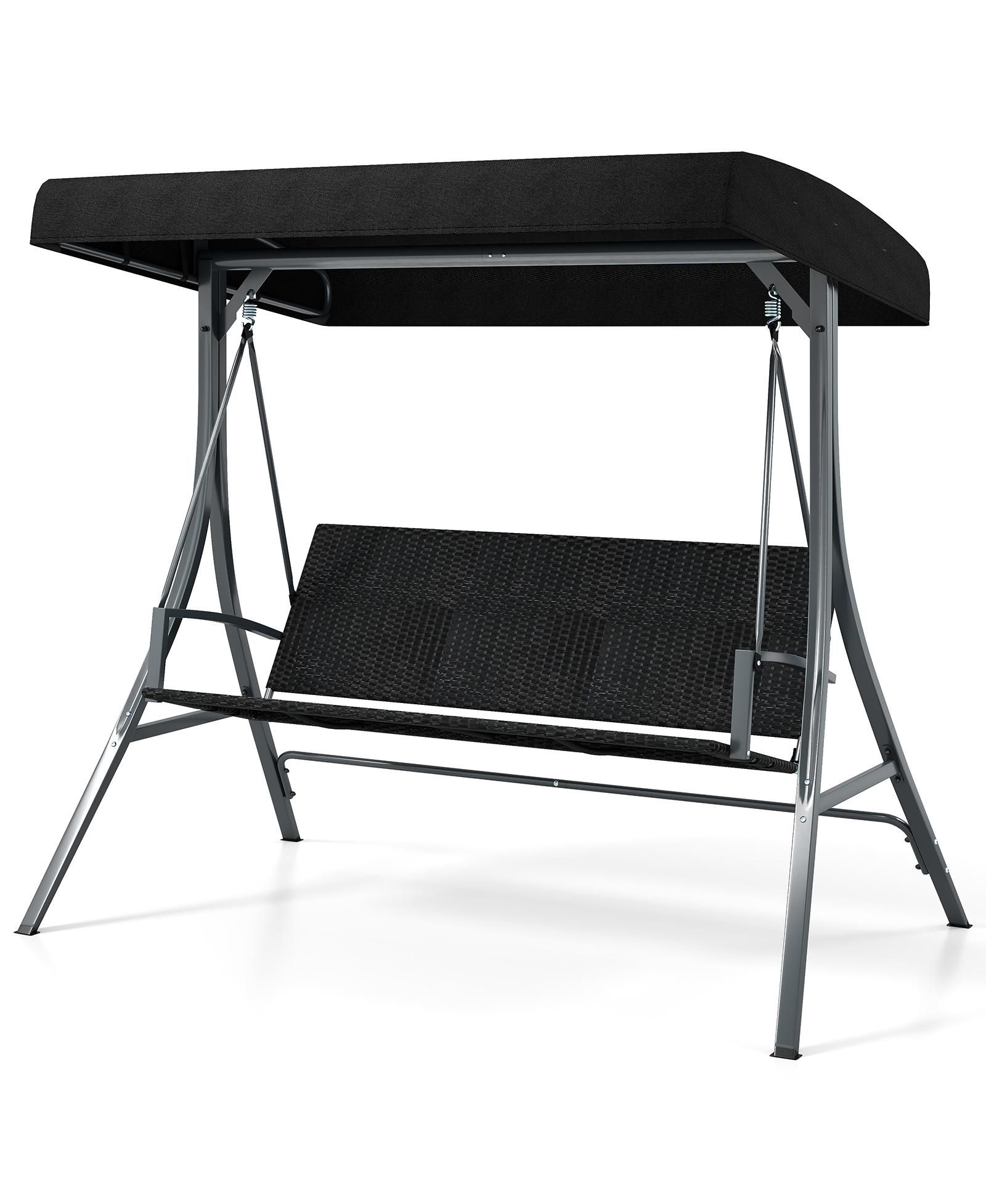 Mecale Person Outdoor Porch Swing с Stand, Rattan Backrest & Canopy