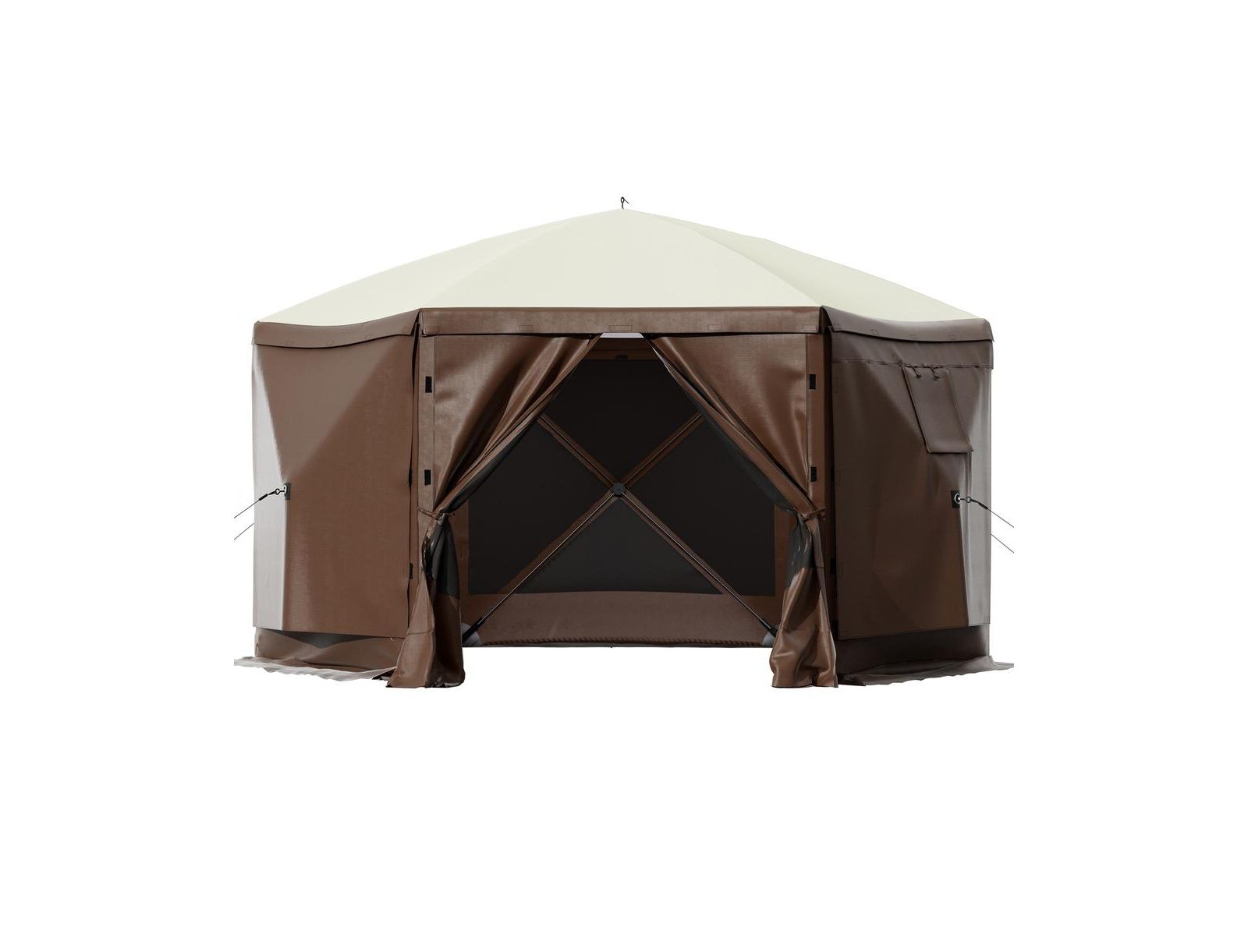 SUGIFT Pop-Up Camping Gazebo Screen Tent 6 Sided Canopy Shelter for 8 People