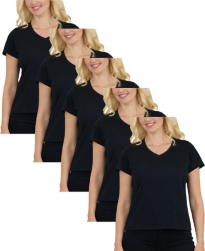 Galaxy By Harvic Женская футболка 5 Pack Galaxy Divatee Relaxed Fit V-Neck Short Sleeve T-Shirt