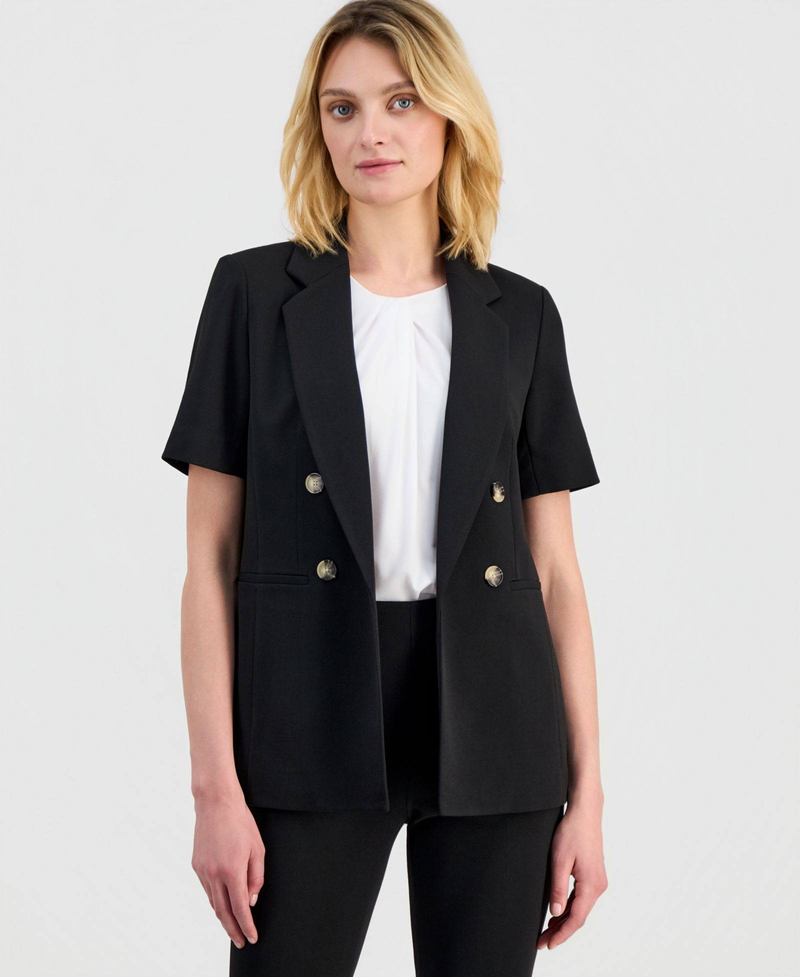 Anne Klein Women's Open-Front Short-Sleeve Blazer, Regular & Petite