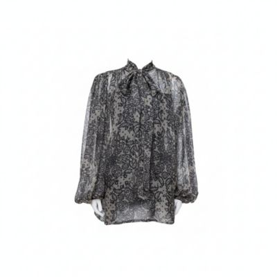 Pre-Owned Dolce and Gabbana Женская шелковая блузка с принтом пейсли и бантом