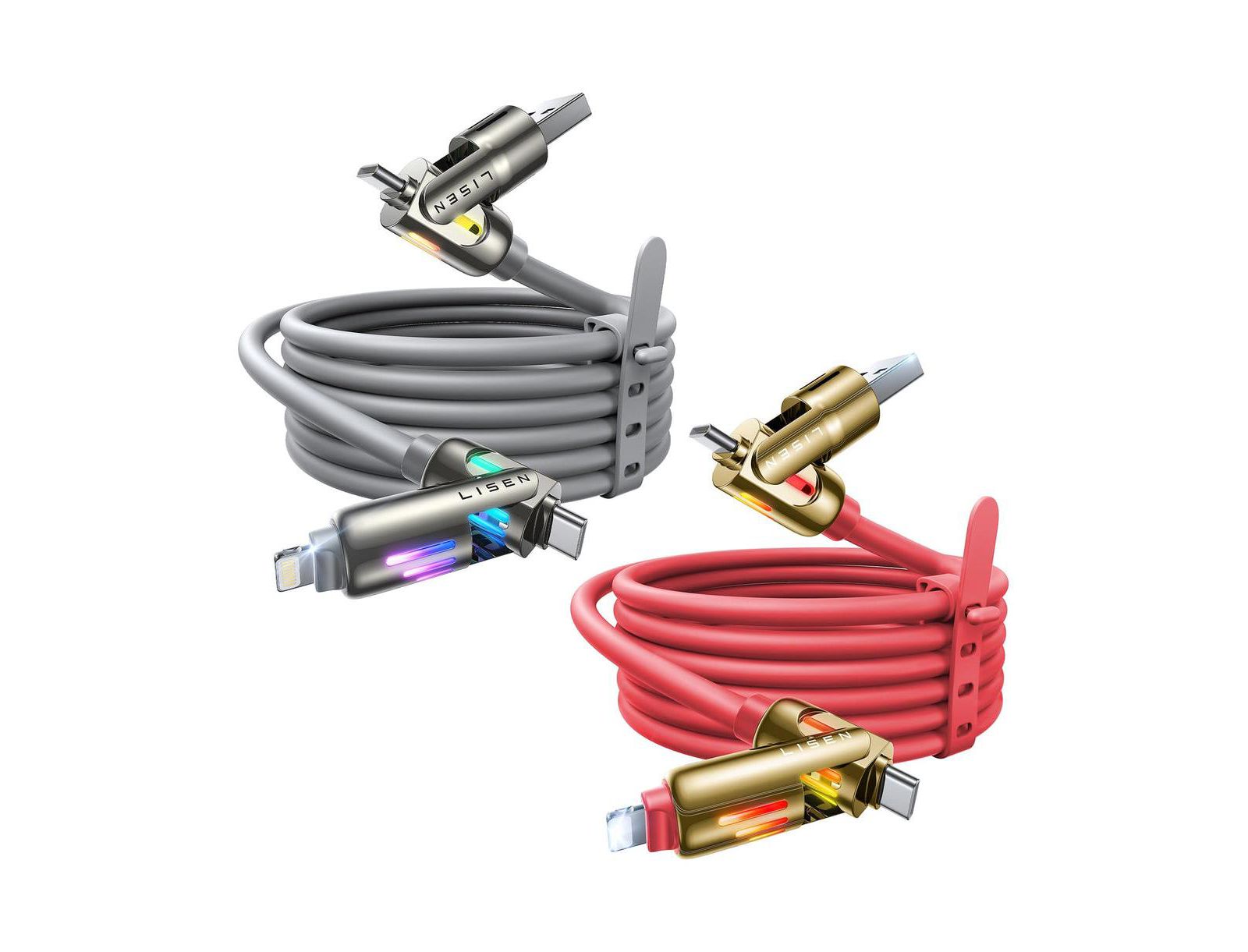 LISEN кабель для зарядки 2-pack 240W 4-in-1 USB-C и Lightning