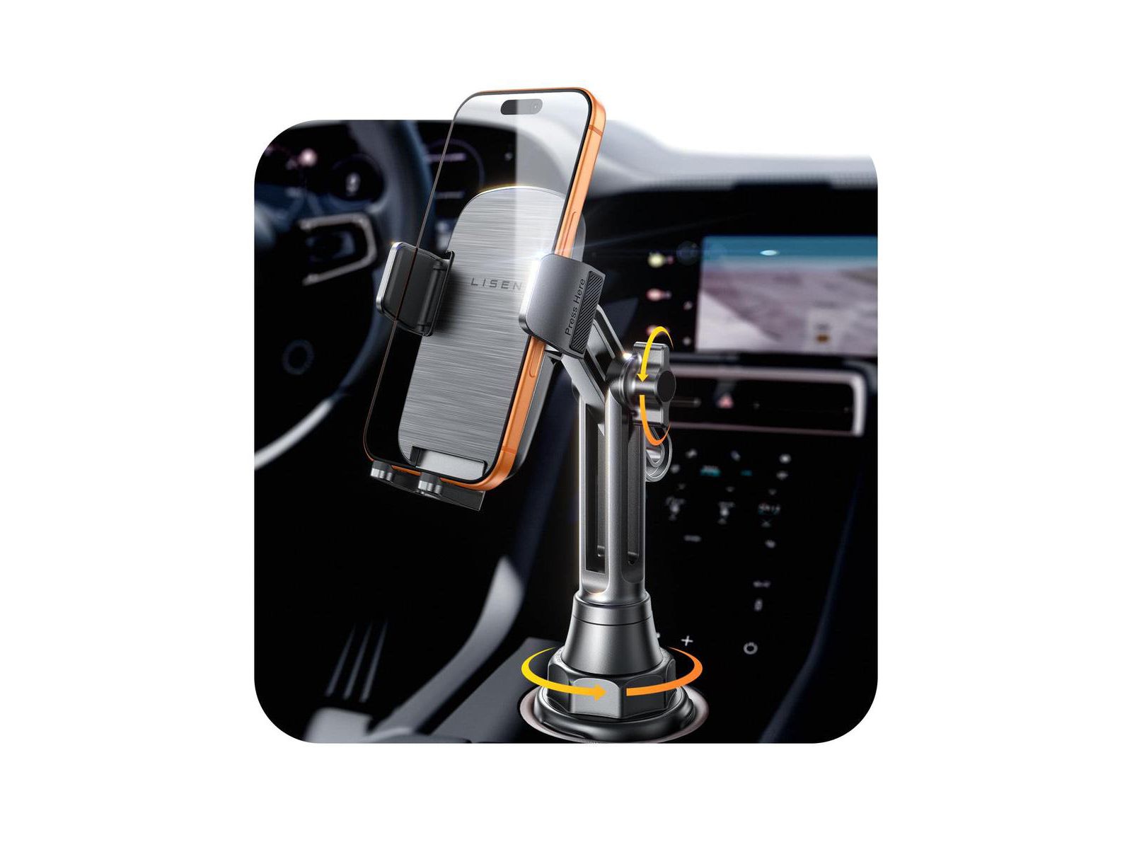 Lisen Adjustable 360-Degree Rotating Cup Holder Phone Mount for Most Smartphones and Cars