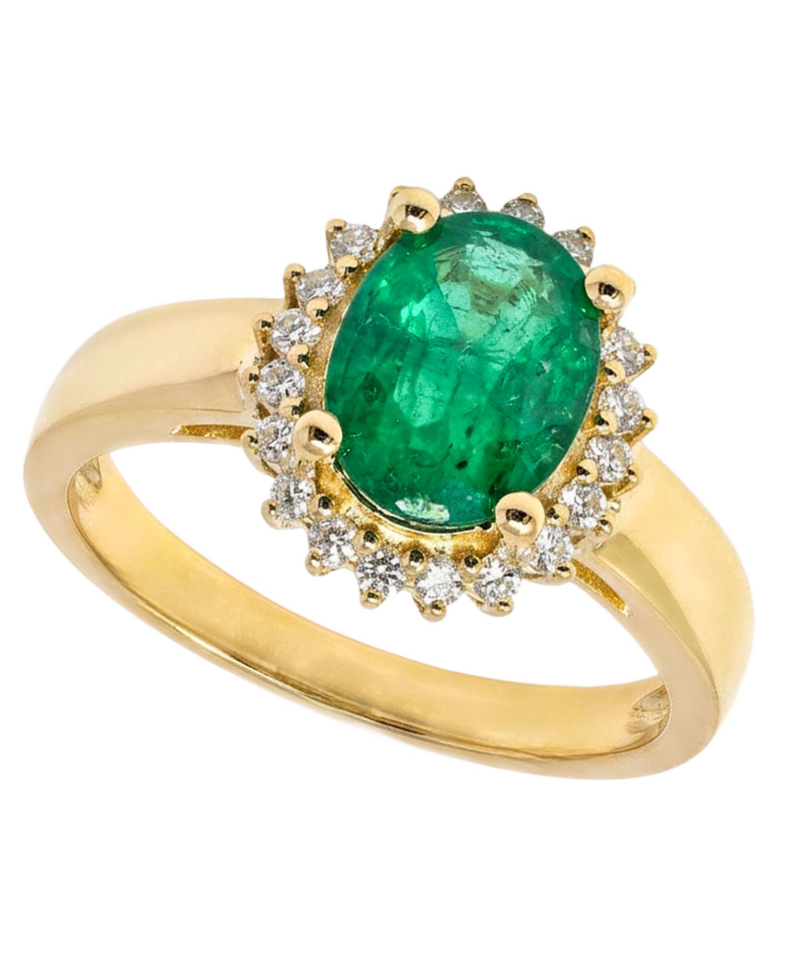 Кольцо с изумрудом (1-5/8 ct. t.w.) и бриллиантом (1/5 ct. t.w.) в желтом золоте 14k