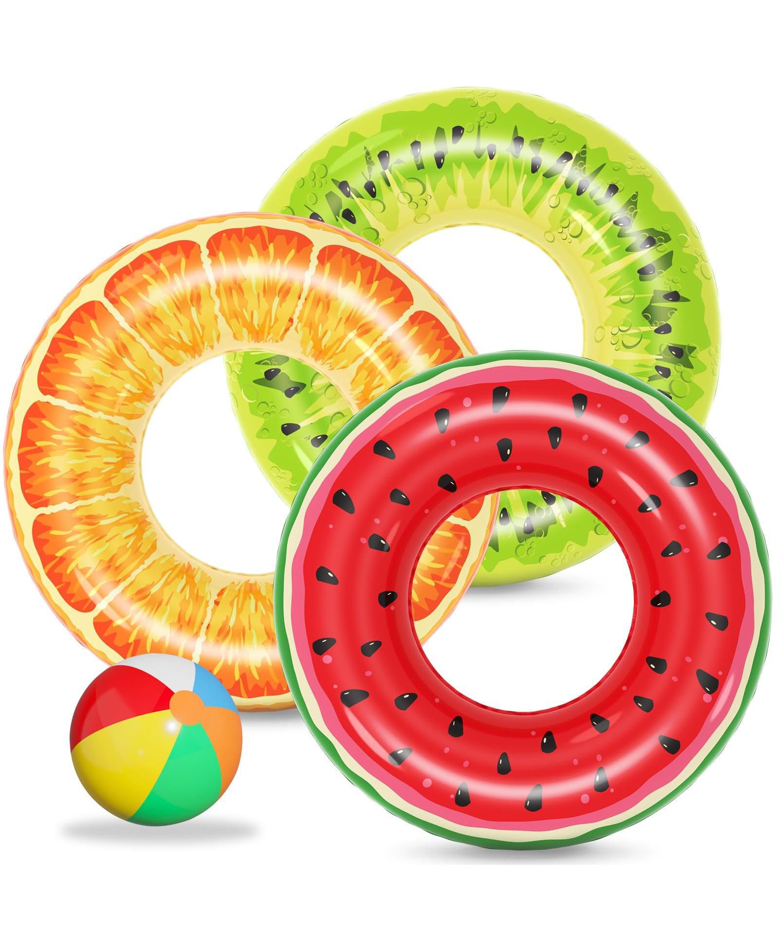 GNUADZ 3 Pack Inflatable Pool Floats Fruit Tubes Swim Rings