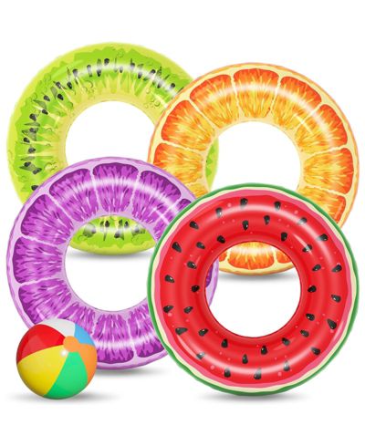 GNUADZ Inflatable Pool Floats Fruit Swim Rings Adults Kids 4 Pack