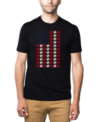 Мужская футболка LA Pop Art American Flag Soccer Balls Word Art из смеси хлопка и полиэстера