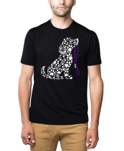 LA Pop Art Men's Dog Leash Word Art Cotton and Polyester Blend T-Shirt