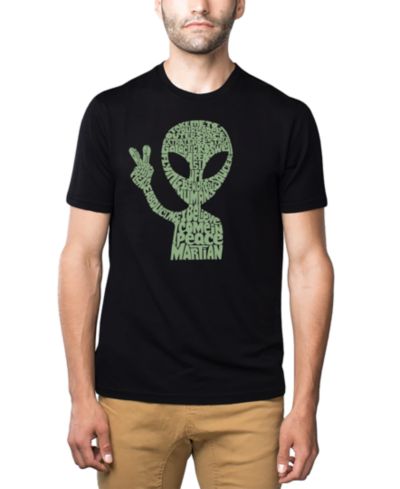 LA Pop Art Мужская футболка из смеси хлопка и полиэстера с принтом Alien Extraterrestrial