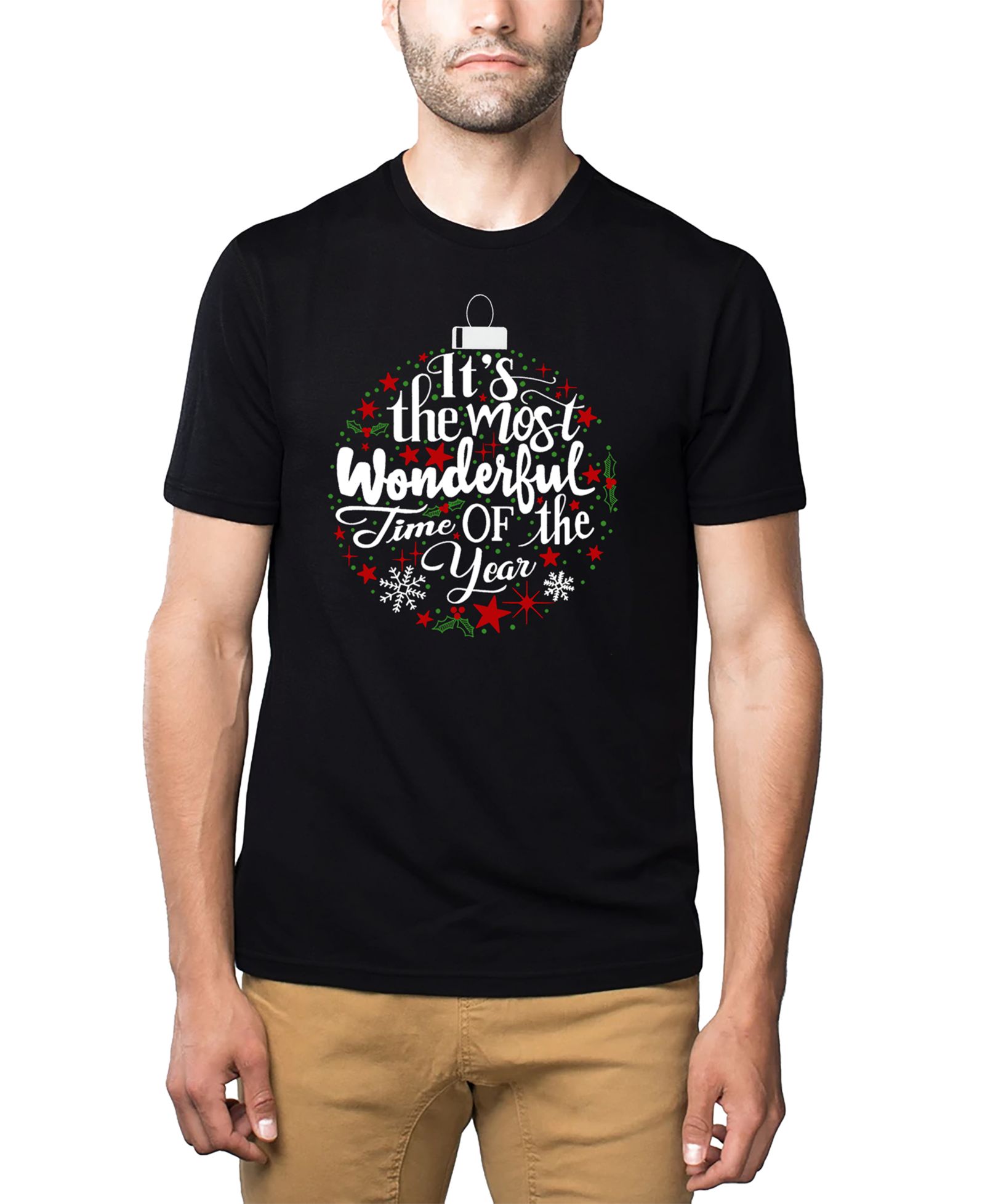 LA Pop Art Men's Christmas Ornament Word Art Cotton and Polyester Blend T-Shirt