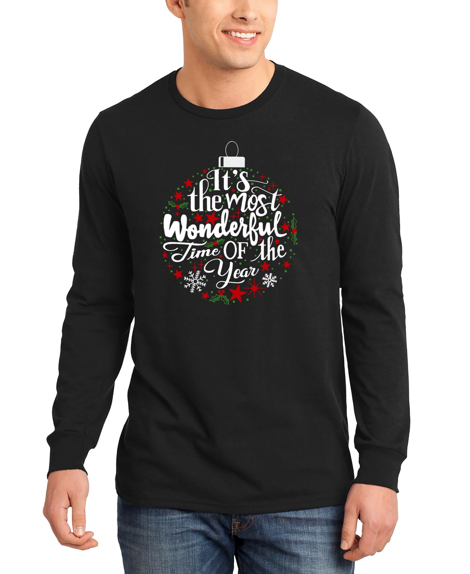 LA Pop Art Men's Christmas Ornament Word Art Long-Sleeve T-Shirt