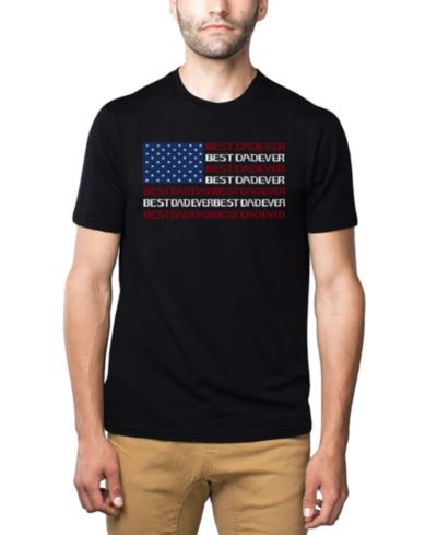 LA Pop Art Men's Best Dad Ever American Flag Word Art Cotton and Polyester Blend T-Shirt