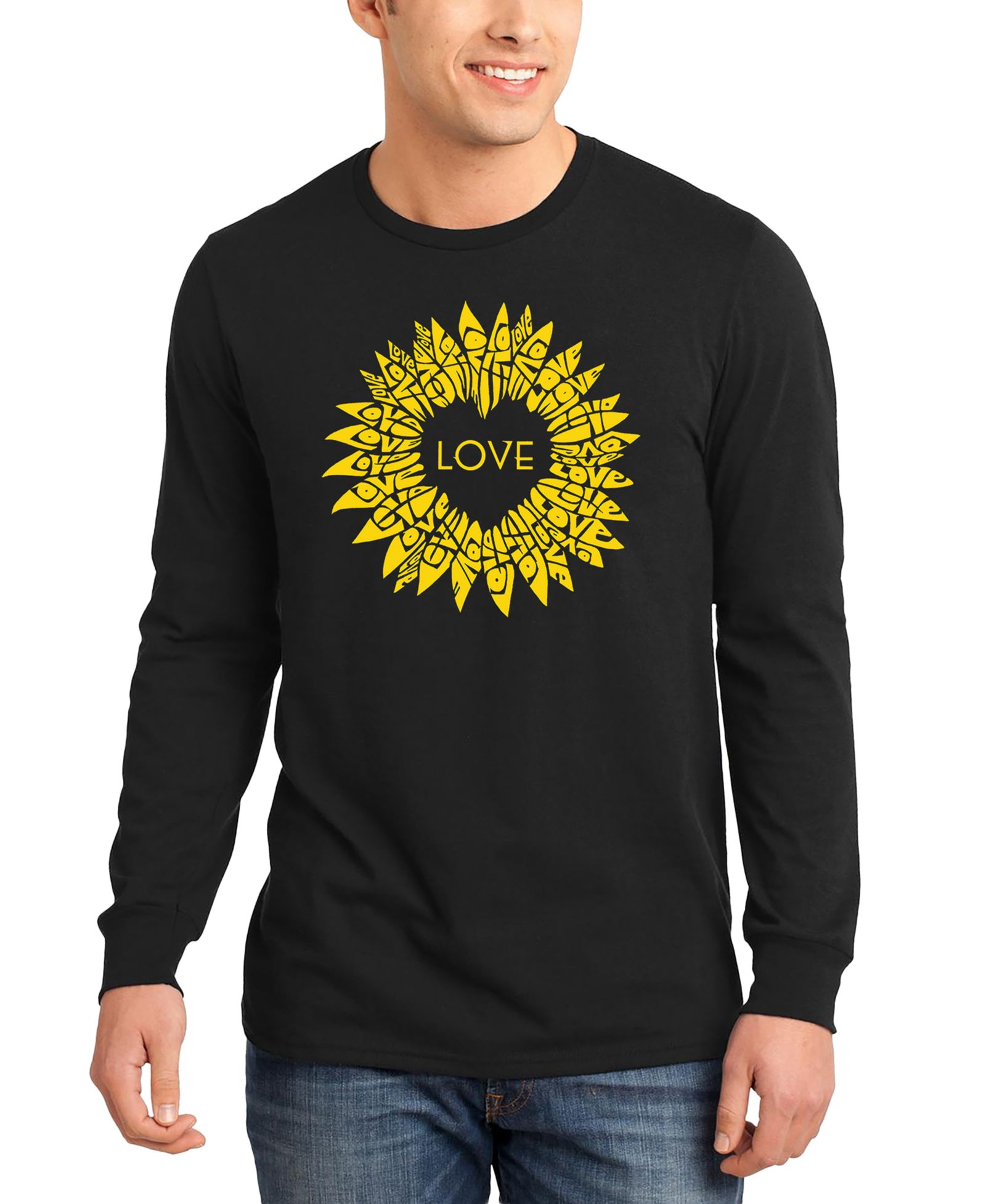 LA Pop Art Мужской Love Sunflower Word Art Long-Sleeve T-Shirt