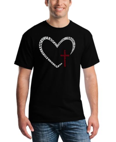 Мужская футболка LA Pop Art Blessed Heart Cross Word Art