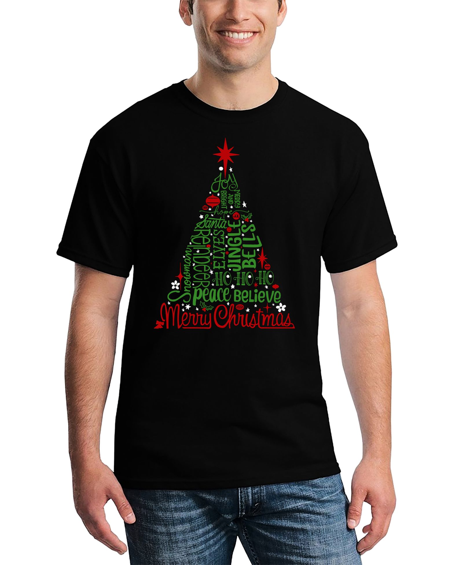 LA Pop Art Men's Holiday Christmas Tree Word Art T-Shirt