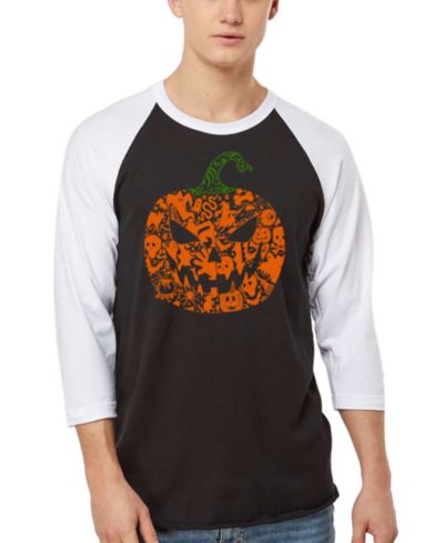 Футболка LA Pop Art Men's Halloween Pumpkin Raglan-Sleeve