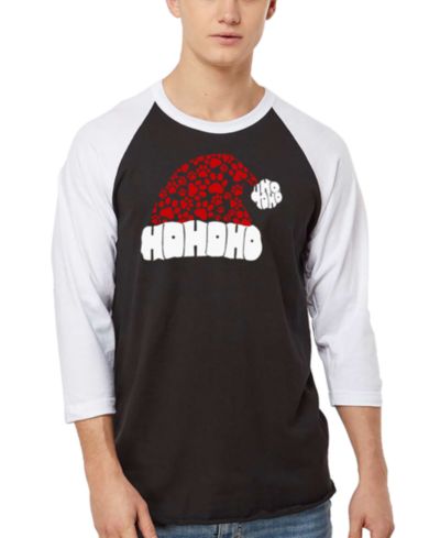 Футболка LA Pop Art Men's Santa Hat Paw Print Word Art Raglan-Sleeve
