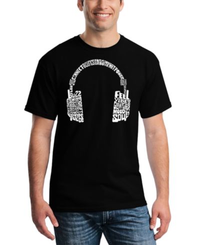 LA Pop Art Men's Headphones Word Art T-Shirt
