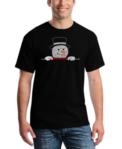 Мужская футболка LA Pop Art Peeking Snowman Christmas Word Art